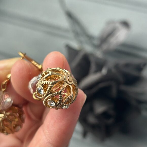 Gold Dangly Earrings - Picture 4 of 8